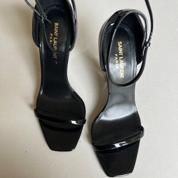 Yves Saint Laurent YSL Patent Leather Logo Heel Sandals - Picture 2 of 4